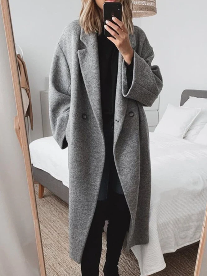 Lenka™ | Wide Sleeve Lapel Long Coat