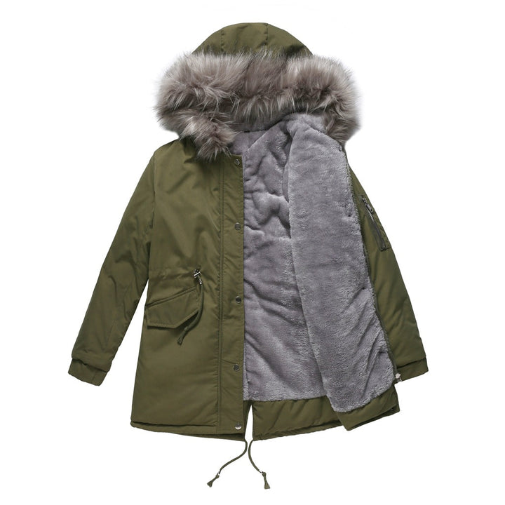 Polina™ | Parka Hood Velvet Lined Warm Mid-Length Cotton Jacket