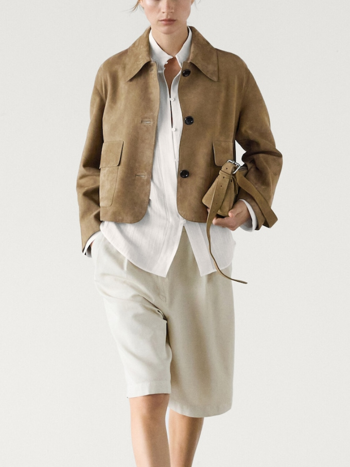 Alodie™ | Casual Lapel Suede Leather Short Coat