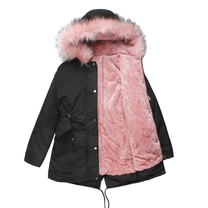 Polina™ | Parka Hood Velvet Lined Warm Mid-Length Cotton Jacket