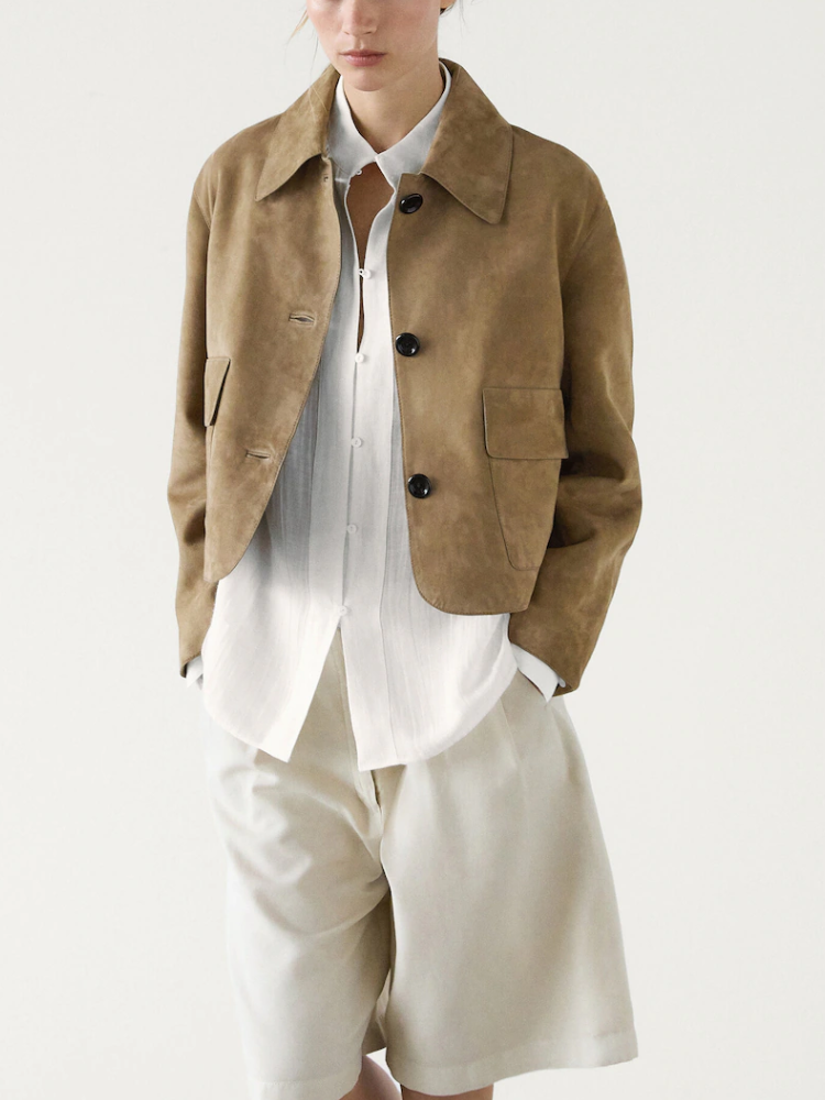 Alodie™ | Casual Lapel Suede Leather Short Coat