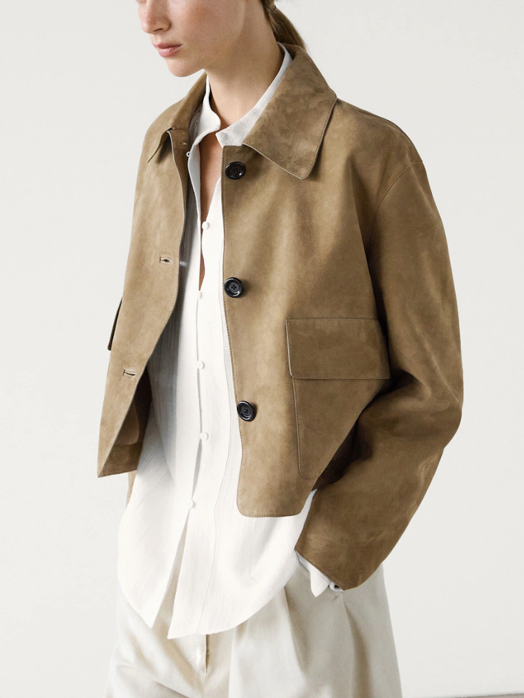 Alodie™ | Casual Lapel Suede Leather Short Coat