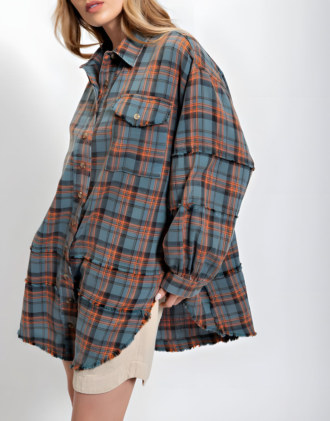 Cheska™ | Oversized Plaid Long Sleeves