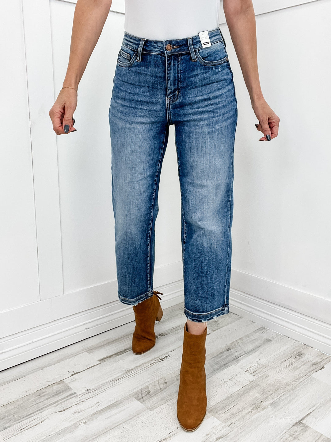 Ximena™ | High Waist Cropped Wide Leg Wash Denims