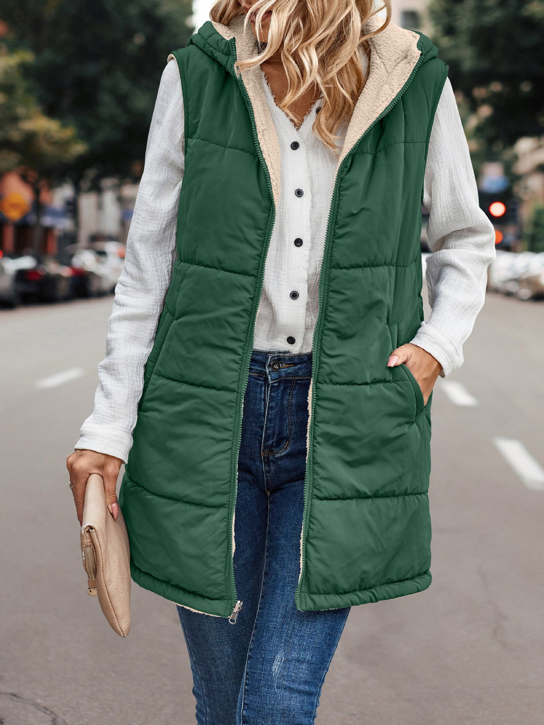 Arianne™ | Reversible Plush Casual Quilted Hooded Vest