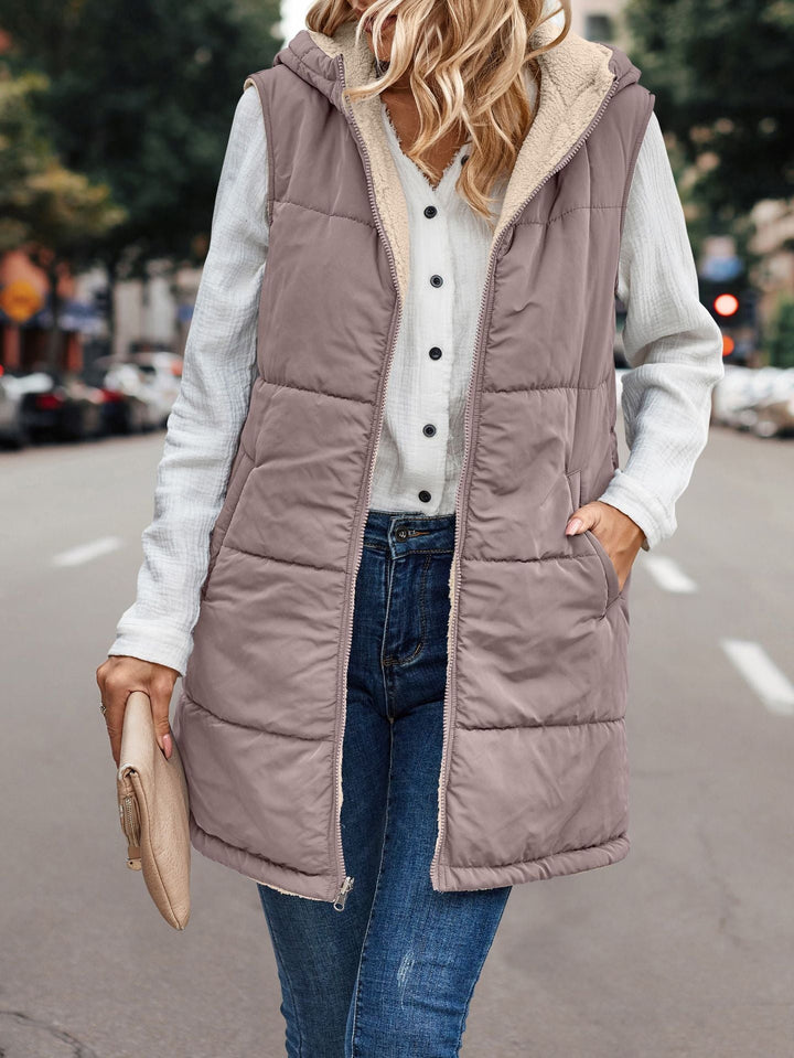 Arianne™ | Reversible Plush Casual Quilted Hooded Vest