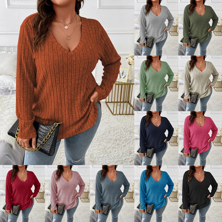 Luisa™ | Solid Color Ribbed Autumn-Winter Pullover Shirt