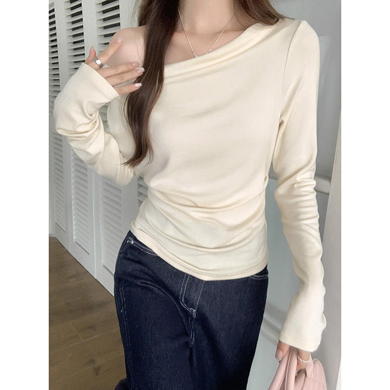 Itzel™ | Versatile Swing Collar Solid Color Long Sleeve Tees