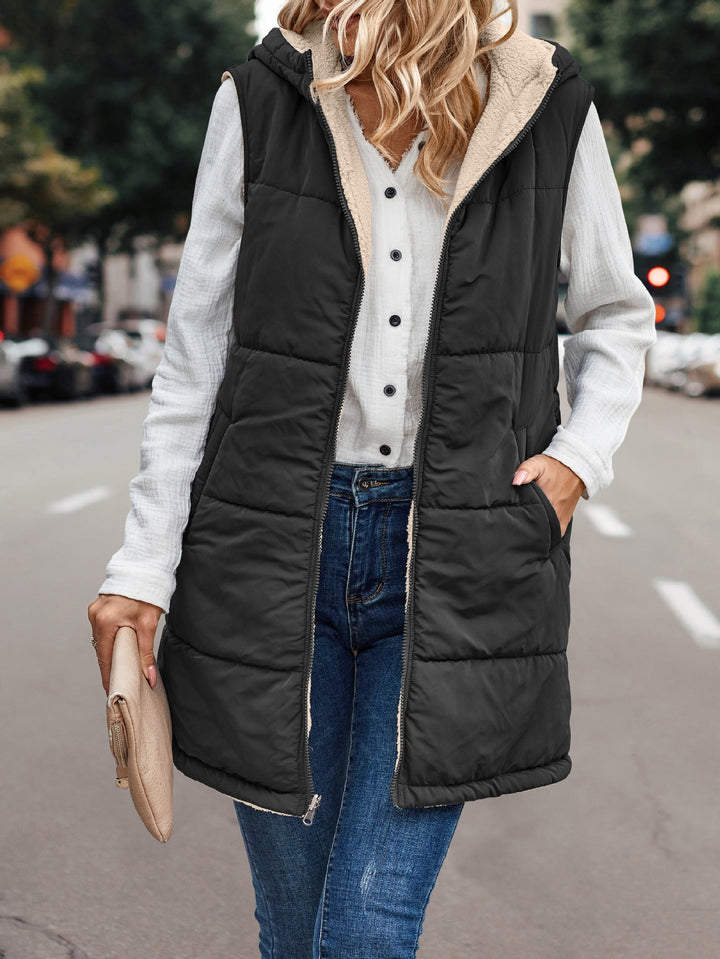 Arianne™ | Reversible Plush Casual Quilted Hooded Vest