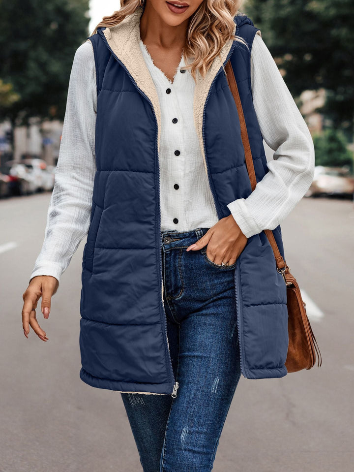 Arianne™ | Reversible Plush Casual Quilted Hooded Vest