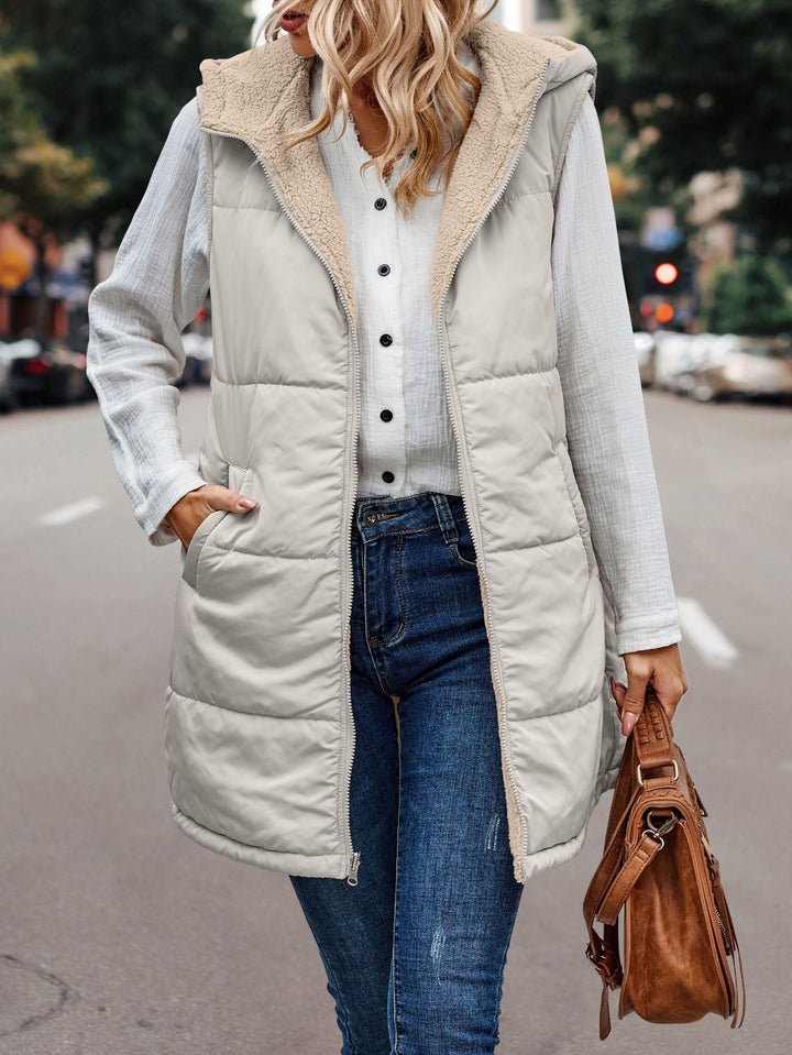 Arianne™ | Reversible Plush Casual Quilted Hooded Vest