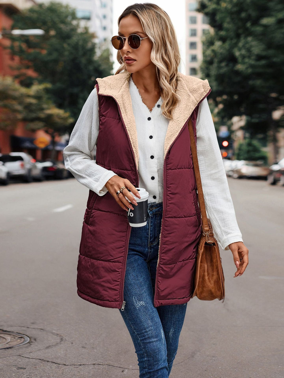 Arianne™ | Reversible Plush Casual Quilted Hooded Vest