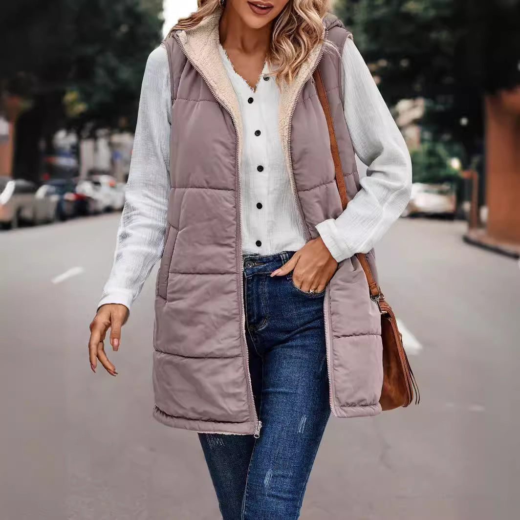 Arianne™ | Reversible Plush Casual Quilted Hooded Vest