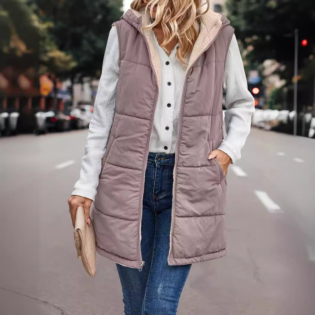 Arianne™ | Reversible Plush Casual Quilted Hooded Vest