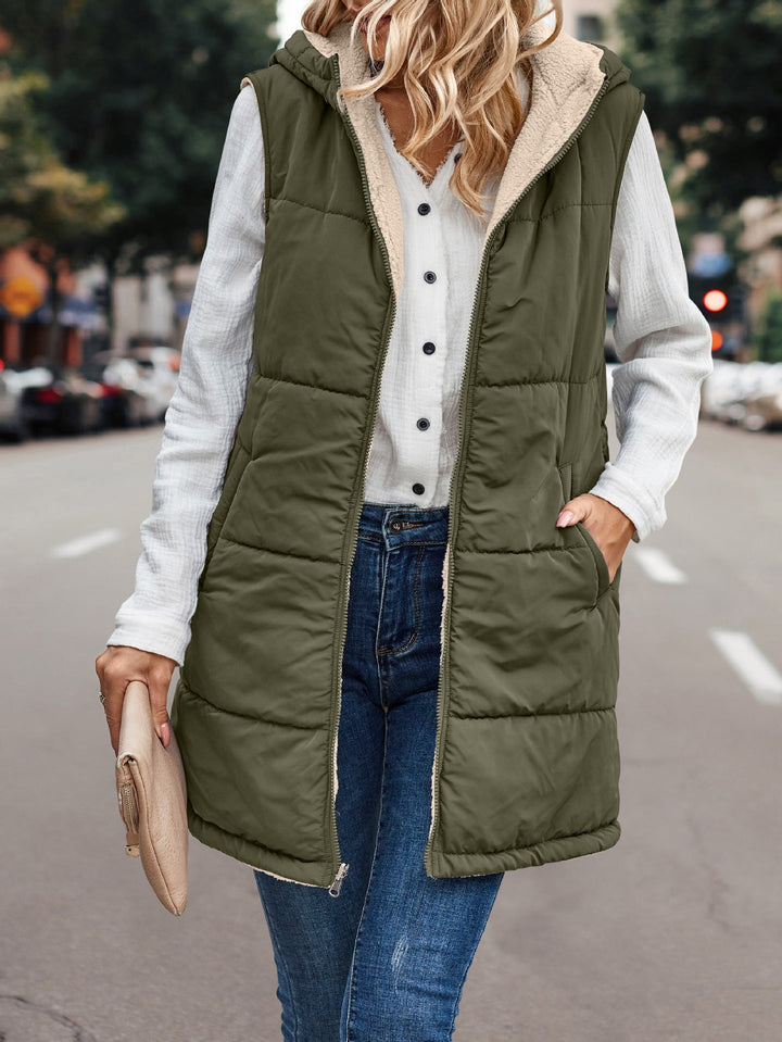 Arianne™ | Reversible Plush Casual Quilted Hooded Vest