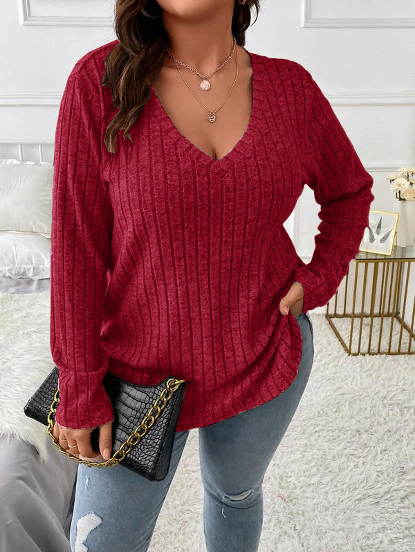 Luisa™ | Solid Color Ribbed Autumn-Winter Pullover Shirt