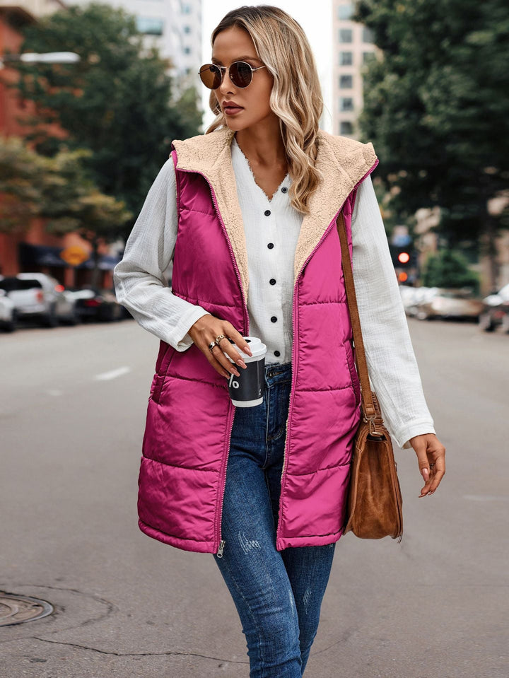 Arianne™ | Reversible Plush Casual Quilted Hooded Vest