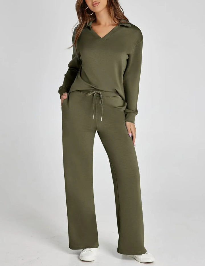 Morissette™ | Loose Fit Long Sleeve Top and Flared Pants Set