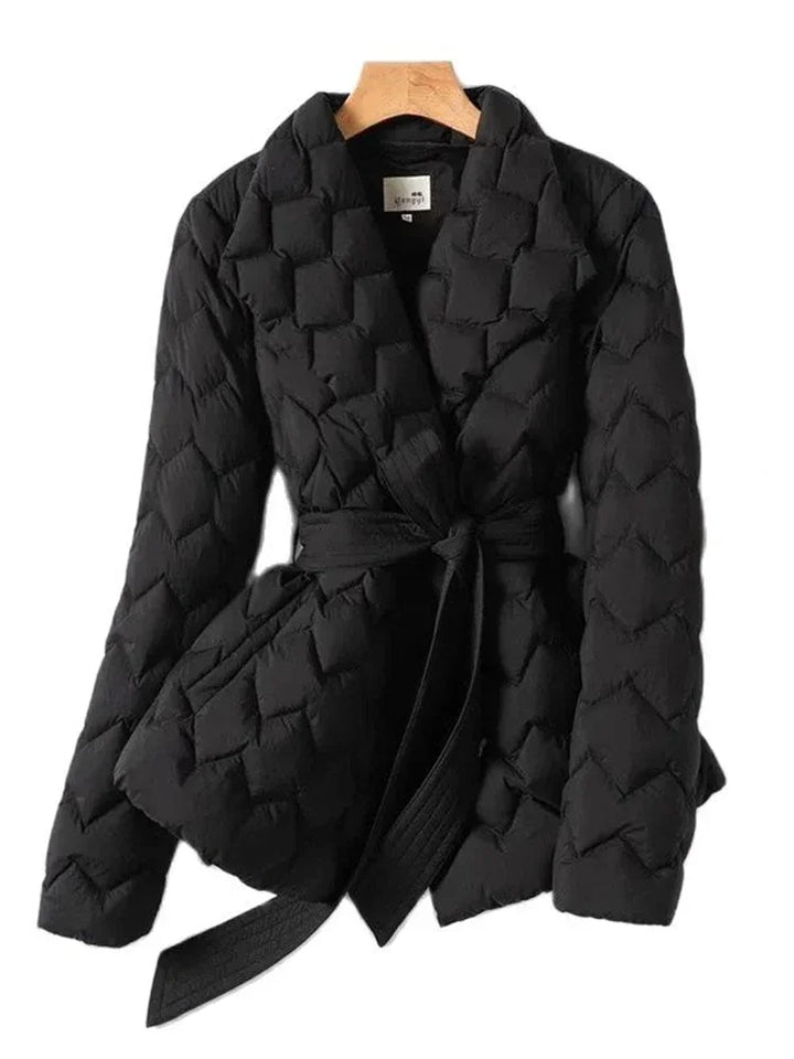 Albine™ | Elegant Belt Lapel Quilted Coat