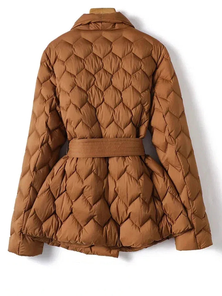 Albine™ | Elegant Belt Lapel Quilted Coat