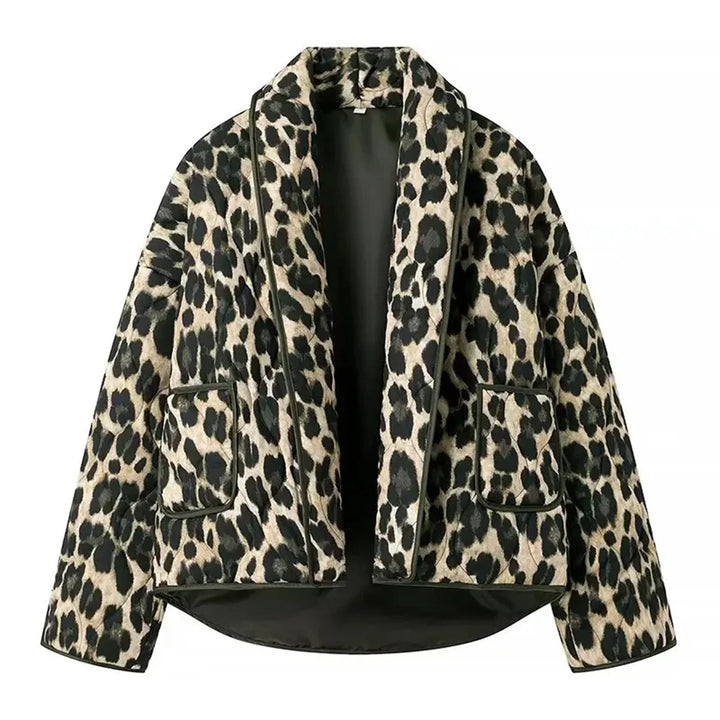 Lourdes™ | Retro Leopard Print Quilted Jacket