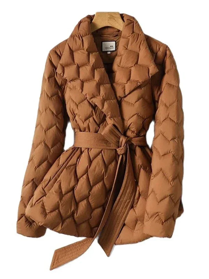 Albine™ | Elegant Belt Lapel Quilted Coat