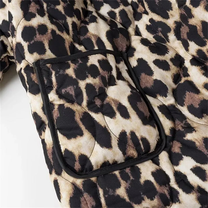 Lourdes™ | Retro Leopard Print Quilted Jacket