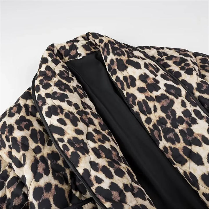 Lourdes™ | Retro Leopard Print Quilted Jacket