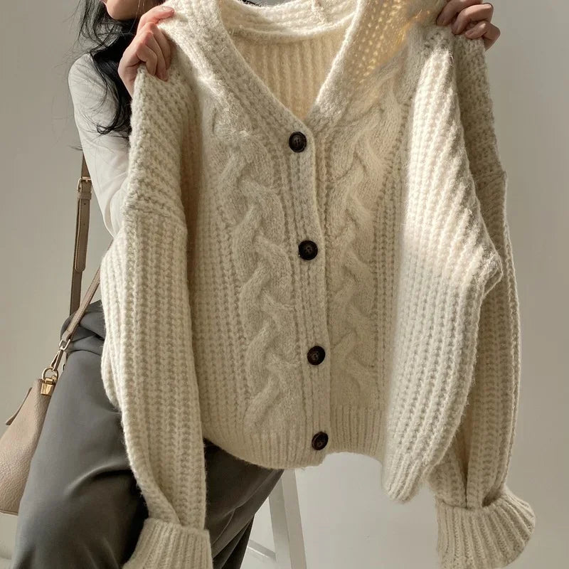 Elloise™ | Casual Solid Color V-Neck Knitted Cardigan Sweater