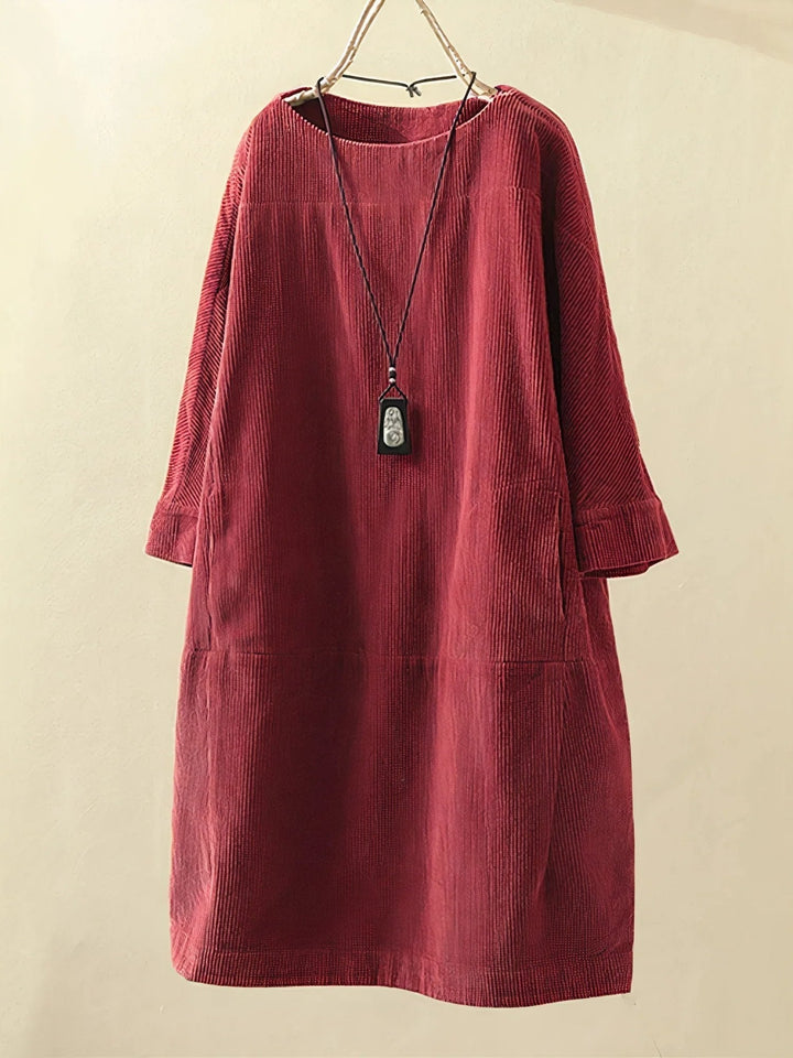 Rabia™ | Textured Fabric Autumn Tunic Dress