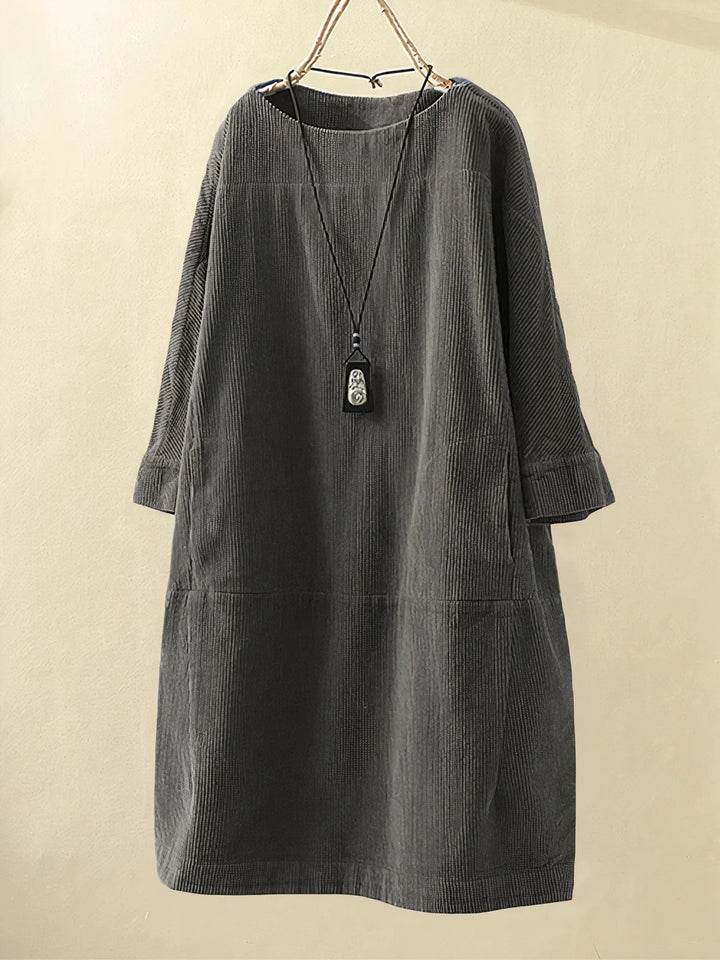 Rabia™ | Textured Fabric Autumn Tunic Dress