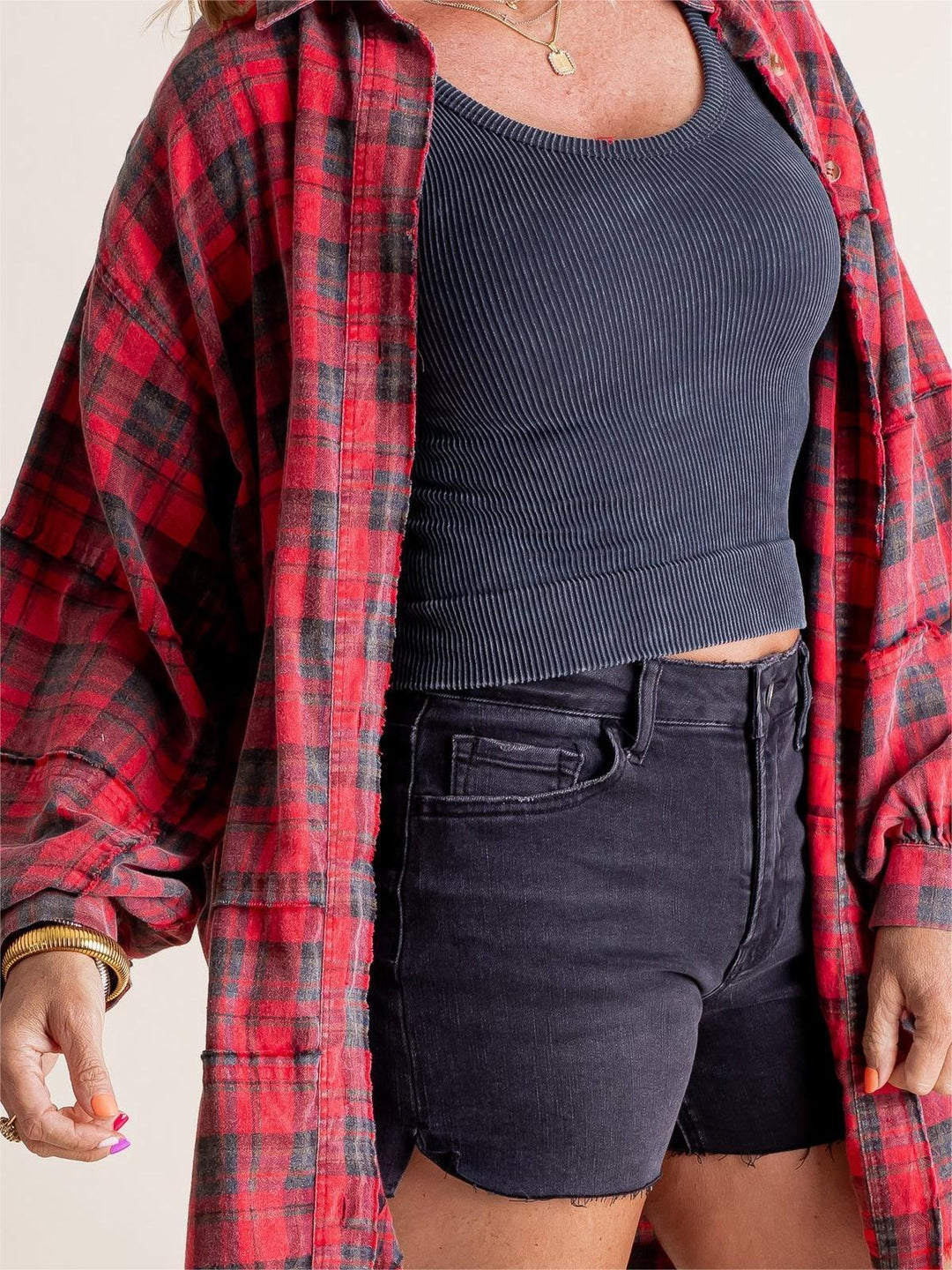 Cheska™ | Oversized Plaid Long Sleeves