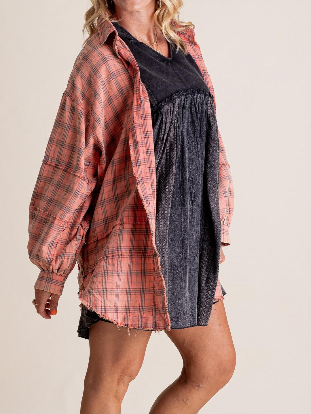 Cheska™ | Oversized Plaid Long Sleeves